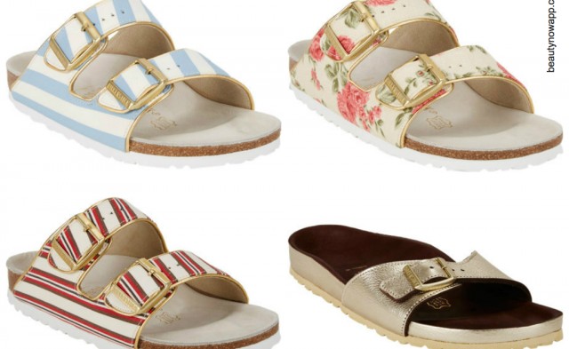 patterned birkenstock sandals